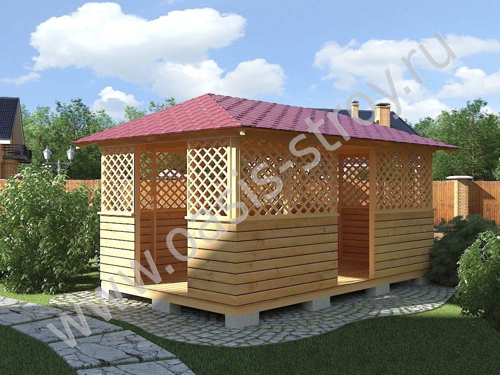 Четырехскатная беседка для дачи 3 х 5 м